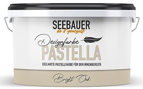 SEEBAUER diy Pastellfarbe PASTELLA Braun 2,5L (Bright Oak) Edelmatte Wandfarbe Braun Beige - Innenfarbe sehr hohe Deckkraft - Matt, Abwaschbar und Tropffrei