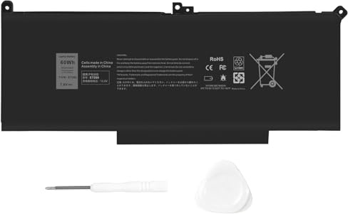 PASUKTER 60Wh E7280 F3YGT Battery Compatible with Dell Latitude 12 7000 7280 7290 13 7380 7390 P28S001 P29S002 14 7480 7490 E7480 E7280 E7290 DM3WC DM6WC 2X39G KG7VF V4940 451-BBYE 453-BBCF(7.6V)