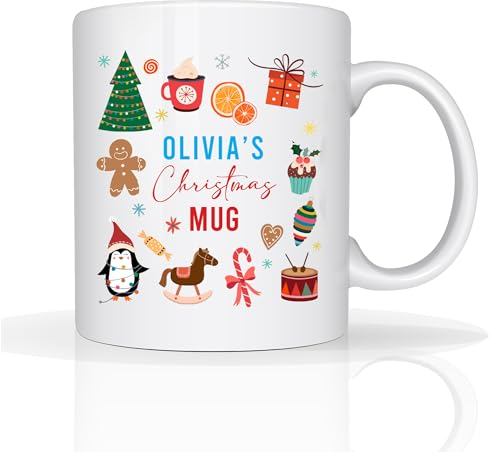 Personalised Novelty Christmas Mug 11oz Ceramic Coffee Cup for Home Kitchen & Tableware, Festive Xmas Eve Gift