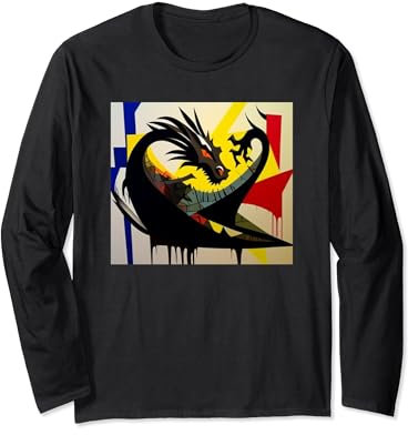 Dragon colorful expressionistic Silhouette Dragon Long Sleeve T-Shirt