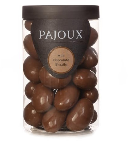 Pajoux Milk Chocolate Brazils (Large) 280g | Milk Chocolate - Chocolate Nuts - Brazil Nuts - Milk Chocolate Covered Nuts - Chocolate in a Gift Jar