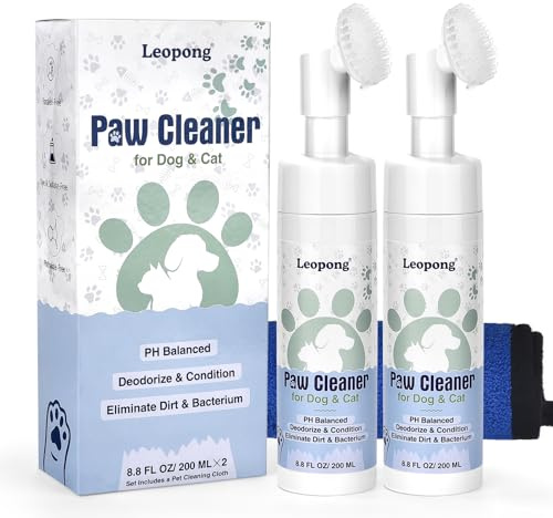 Leopong Dog Paw Cleaner,Dog Paw Wash Care for Dogs Large Medium Small XL Breed,2 Pack Waterless Foam with Silicone Scrubber, Dogs Cats Feet Paw Cleaner