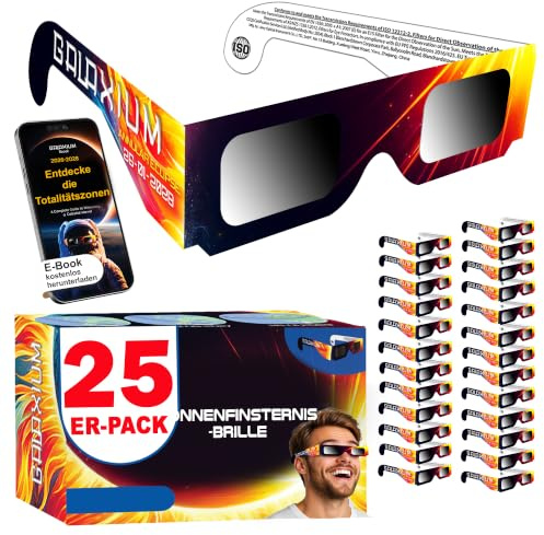 Galaxium Solar Eclipse Glasses AAS Approved 2026 - [25 Pack] Trusted for Direct Solar Eclipse Viewing - ISO 12312-2 & CE Certified