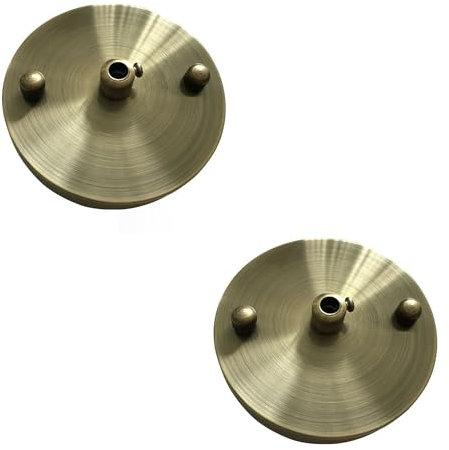 2 Pack 100mm Vintage Ceiling Rose with Metal Cord Grip Green Brass Pendant Light Fitting Canopy Kit Decorative Single Outlet Cover Plate Front Fitting Light Base for UK Lighting [Energy Class A]