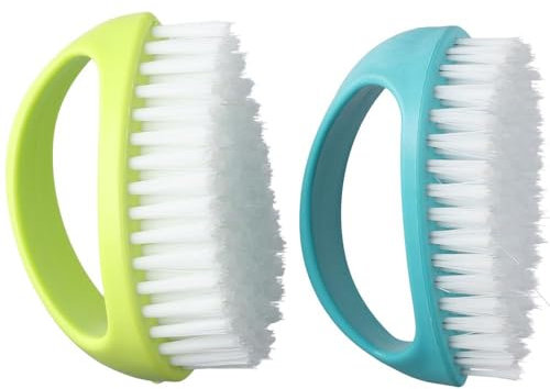 hobbyme 2 cepillos de limpieza multiusos limpiadores escobillas azul y verde, cepillo de plástico para zapatos con asa, cepillo duradero y resistente para el hogar, cocina, baño