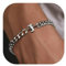 GIFT4U Edelstahl Armbänder Herren Silber Armband mit Buchstaben Panzerkette Armband Schmuck für Männer Frauen
