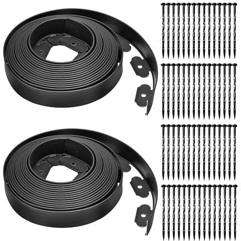 Bordura per Aiuola, Bordi da Giardino Flessibile in Plastica 20m x 5cm(LxH) [60 Ancoraggi a Terra] Recinzione Prato Bordo Giardino Bordi Aiuole (20m x 5cm)