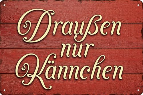 Wetterfestes 30 x 20 cm Blechschild – für Kaffee Fans, Liebhaber und Genießer – lustiger Spruch – „Draußen nur Kännchen“