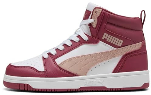 PUMA Unisex Kinder Rebound V6 Mid Jr Sneaker, Port Rose Quartz Puma White, 37.5 EU