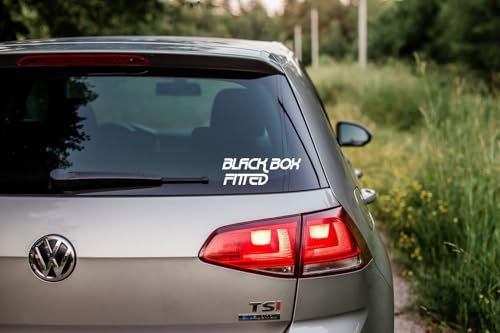 Black Box Fitted Fun Car Bumper Sticker - Waterproof Decal - Long Lasting - Vehicle Warning Sign - Gift for Learner Driver/Passed Test (White)