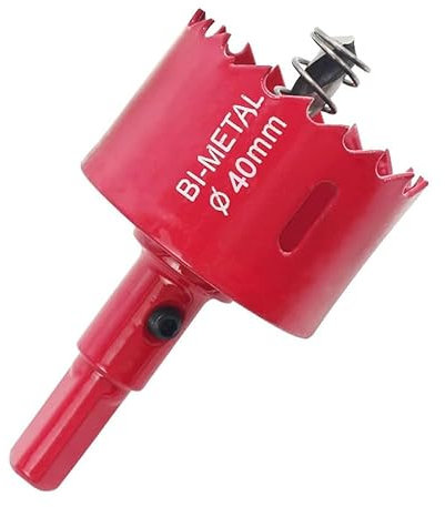 GVSS 1 Pièce Scie Cloche Bi-métal 40mm Rouge, M42 HSS Bimétallique Scie Trèpan,Scie Cloches Circulaire avec Adaptateur et Foret de Centrage,Idéale pour Bois,Plastique,Métal et Cloisons Sèches