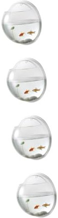 POPETPOP 4pcs Acrylic Hanging Tank Wall-mounted Bowl for Betta Fish Compact Aquarium for Home Office Decor Random Color