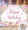 Pink Floral Birthday Backdrop Happy Birthday Backdrop for Photography Flowers Glitters Rose Butterfly Party Banner for Women Girls Baby Shower Photo Booth Supplies (7X5FT)