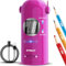 AFMAT Fully Automatic Electric Pencil Sharpener for Colored Pencils 7-11.5mm, Auto in & Out, Rechargeable Hands-Free Pencil Sharpener with Container for School, Home, Classroom,Battery Operated,Purple