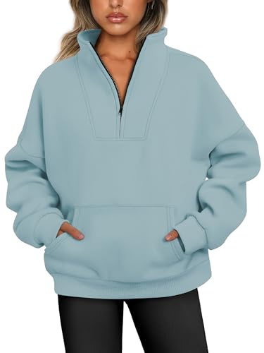 Jhsnjnr Damen Sweatshirt Half Zip Sweater Einfarbig Streetwear Hoodie Sweatjacke mit Reissverschluss Warm Fleece Pullover