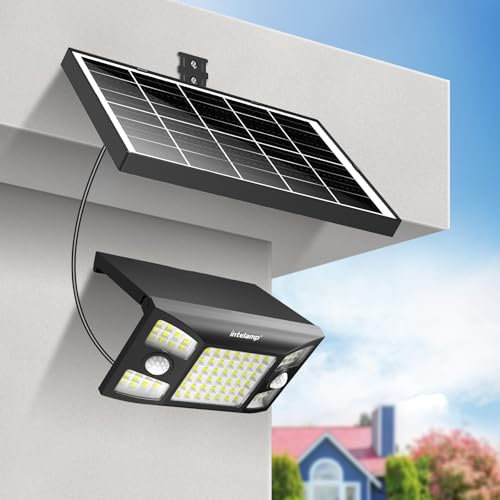 intelamp Solar Security Lights Outdoor Motion Sensor 2000LM Wireless Solar Wall Lights with 270° Wide Angle- Long-Lasting 8000mAh Battery Flood Lights for Yard, Garden, Garage, Pathway, Driveway