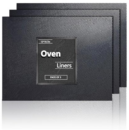 VIRAHYEM Large Oven Liner (3 Pack), 50cm x 33cm, Oven Liners for Fan Assisted Ovens, Non Stick BBQ Mats for Gas Grill, Baking Mat, Easy to Clean, Reusable, Convenient Baking, Protect Bottom of Oven