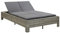 Outdoor 2-Sitzer Loungesessel mit Kissen, graues Korbgeflecht, Terrassenmöbel, bequemer Langstuhl für Garten, Balkon, Pool-Entspannung