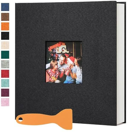 Großes Fotoalbum, selbstklebend, 20 Blatt/40 Seiten, DIY-Bücherregal, Album für Baby, Familie, Jahrestag, Hochzeit, Fotoaufbewahrung (schwarz)
