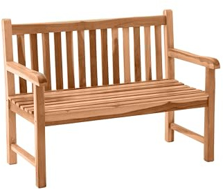 TPFGarden Gartenbank Teaka 2-Sitzer mit Rücken- und Armlehne, 120 cm,Teakholz