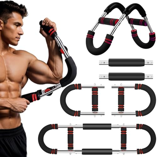 Shaker Twister Arm Trainer, 66-110lb Adjustable Chest Workout Equipment, Chest Trainer for Men, Arm Workout Equipment, Portable Detachable Spring Resistance Home Fitness Equipment, Red