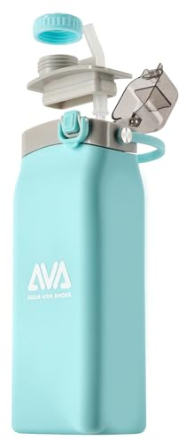 AVA Botella de Agua Plegable de Silicona 600 ml, Sin BPA, Antigoteo con Pajita, Ligera y Compacta para un Estilo de Vida Activo, Viaje, Deporte y Oficina