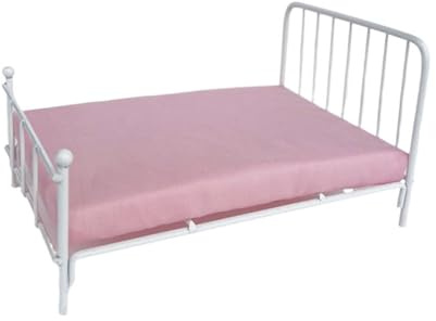 Weißes Metall-Puppenbett, Maßstab 1, 12, mit Matratze und Kissen, tragbar, für Puppenhäuser, Schlafzimmer, Setups für den täglichen Gebrauch
