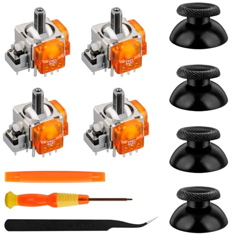 inRobert 4 Pack TMR Electromagnetic Joystick, Anti-Drift Sticks Repair Kit for PlayStation 5 Controller, TMR Joysticks Replacement Accessories Includes Thumbstick Caps(Yellow)