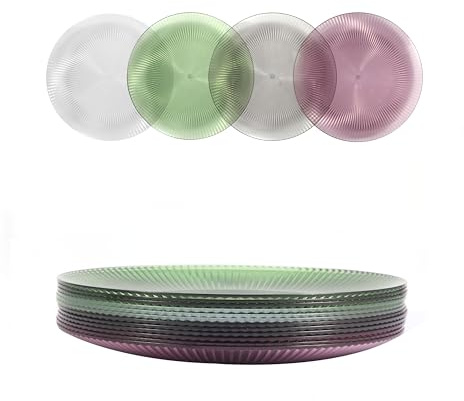 Ribelli Dessertteller Kunststoff Bunt, Teller Set 12 Personen, 20 cm Kuchenteller, Kleine Speiseteller, Camping Teller, Salatteller, Plastikteller für Kuchen, Snacks, Beilagen