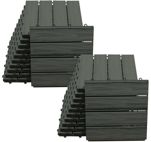 ESTEXO Terrassenfliesen WPC Topmulti Fliesen Garten Bodenbelag 30x30 cm Stecksystem Anthrazit 2 m²