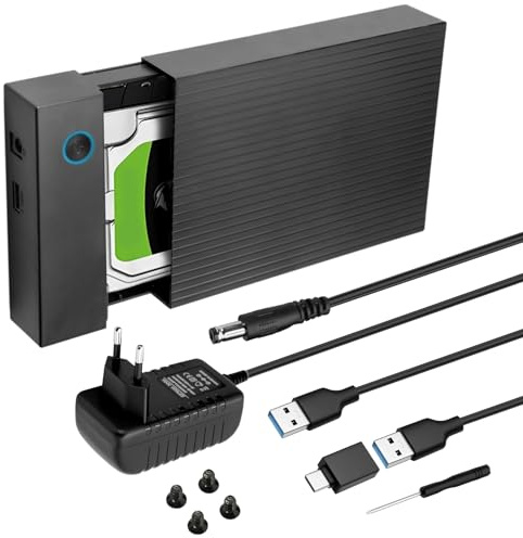 6Gbps Festplatten-Adapter USB C/USB 3.0 SATA HDD Festplatten Docking Station für 2,5/3,5 Zoll SATA HDD/SSD mit 12V/2A Netzadapter