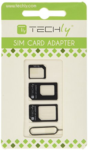 Techly Adaptateur pour Carte SIM (4 en 1) Nano-SIM, Micro-SIM et SIM (I-SIM-3) Noir
