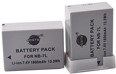 DSTE® 2x NB-7L Rechargerable Li-ion Battery for Canon PowerShot G10 G11 G12 SX30 IS Digital Camera