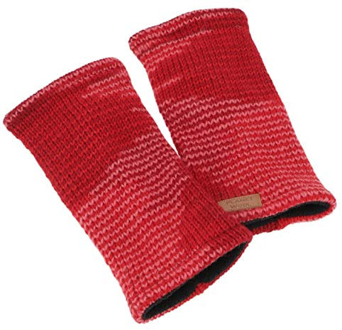 GURU SHOP Handstulpen, Hangestrickte Wollstulpen aus Nepal, Melierte Armstulpen, Pulswärmer - Rot, Herren/Damen, Wolle