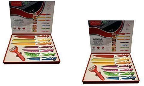 N° 2 CONFEZIONI SET COLTELLI CERAMICA ROYALTY LINE SWITZERLAND 8 PEZZI