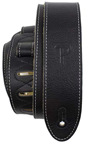 Perri's Leathers Ltd. - Gitarrengurt - Italienisches Leder - Schwarz - Einstellbar - Für Akustik-/Bass-/Elektrogitarren - Hergestellt in Kanada (BM2-6552)