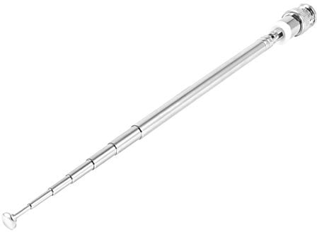 sourcingmap FM Telescopic Antenna, 7 Sections Household BNC Male Jack Right Angle Telescopic Scanner Antenna Aerial Replacement for TV AM FM Radio Stereo, Silver Tone