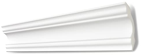 Decosa Deckenleiste A80 Stefanie - Edle Stuckleiste in Weiß - 5 Leisten à 2 m Länge = 10 m - Zierleiste aus Styropor 80 x 80 mm - Für Decke oder Wand
