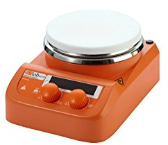 sunLab ABS Digitaler Mini Magnetrührer mit Heizung bis 280°C, 1500 UpM, Orange, 515W, 230V