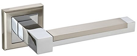 Square Duo Finish Chrome Door Handles on Rose H750061D - from Handle King