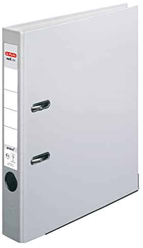 Herlitz 11416070 Ordner maX.file protect A4, 5 cm mit Einsteckrückenschild, 5er-Packung, FSC Mix, grau