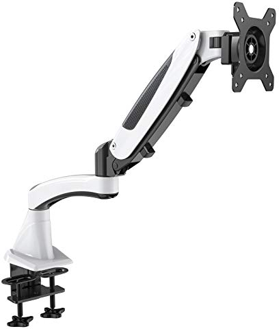 HFTEK Soporte Brazo para Monitor Soporte de Escritorio y Mesa para Pantalla 15-34 Pulgadas hasta 16 kg - VESA 75/100 (GM112XF Blanco)