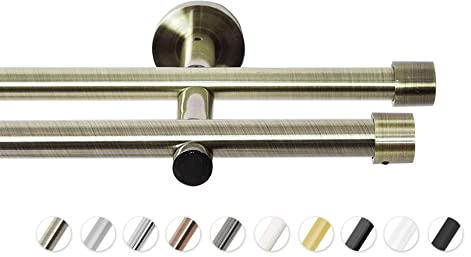 Rollmayer elegant und modern metall Antik Gold Vorhangstange/Gardinenstange Ø 19mm Rohr (120cm Crux, im Gold, 2-läufig) verschiedene Größen und Endstücken. Ohne Ringe!