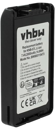 vhbw Akku kompatibel mit Kenwood NX-320E, NX-320E2, NX3200, NX-320, NX-220, NX-220E3, NX-220E2 Funkgerät, Walkie Talkie (2000 mAh, 7,4 V, Li-Ion)