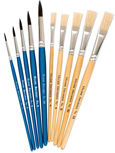 Betzold Pinsel-Set, 10-teilig - Malpinsel und Borstenpinsel für Kinder Holzgriff