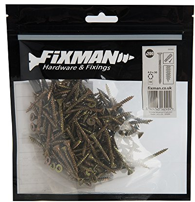 Fixman 585882 Tornillos para Madera Aglomerada, Oro, 4 x 30 mm