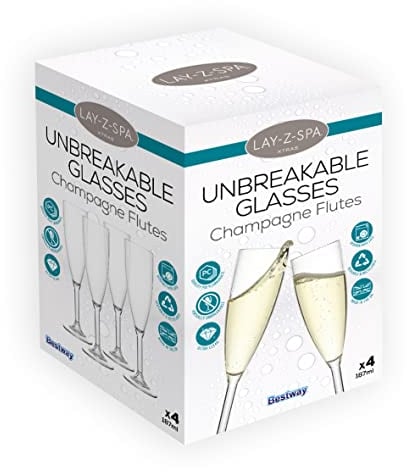Lay-Z-Spa Reusable Plastic Poly Carbonate Champagne Flutes for Hot Tub