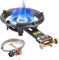 ARC Poêle d'extérieur au propane, brûleur au propane unique, brûleur portable en fonte avec régulateur réglable CSA de 0 à 20 PSI et tuyau en acier inoxydable, parfait pour wok d'extérieur