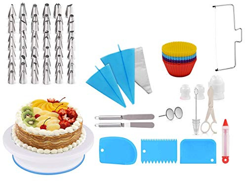 Ever Rich ® Cake Decorating Pastry Tool Kit. Professional Cupcake Decorating Kit. Rotating Turntable Stand (1. 106 Pcs)