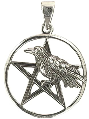 Kiss of Leather Anhänger Pentagramm mit Rabe aus 925 Silber Nr. 80